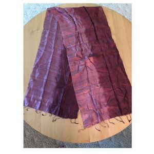 Silk Scarf - Plum with fringe